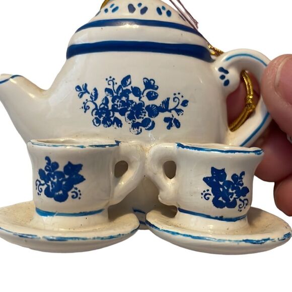 Vintage Christmas Teapot Teacup Ornament - Picture 6 of 13